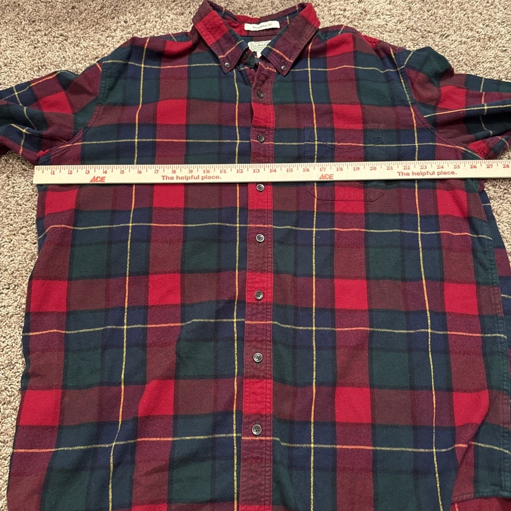 LL Bean Men XLT Tall Traditional Fit Plaid Flannel Shirt Long Sleeve Button Down - Picture 4 of 7